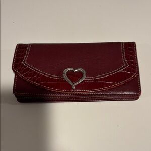 Brighton Burgundy Wallet with Silver Heart Detail